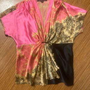 Anne Klein Elegant Pink and Black silk Women's Top